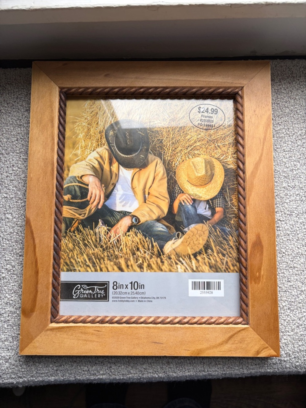 Hobby Lobby Wooden Rope-Trim Picture Frame in Light Brown